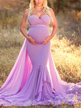 Load image into Gallery viewer, Solid Color Swing Net Photo Maternity Dress
