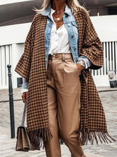 Load image into Gallery viewer, Fall/Winter Fashion Check Fringe Ladies Long Coat
