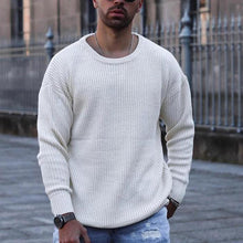Load image into Gallery viewer, Men's Solid Round Neck Knitted Sweater
