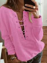 Load image into Gallery viewer, Women Fashion Fall/Winter V-Neck Long-sleeved Loose Tops
