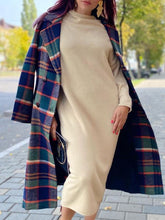 Load image into Gallery viewer, Casual Fashion Contrast Color Plaid Ladies Coat
