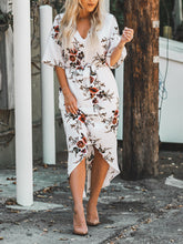 Load image into Gallery viewer, Floral Print V-Neck Casual Short Sleeve Dress
