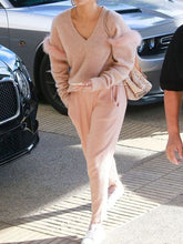 Load image into Gallery viewer, Comfortable Loose V-neck Knitted Top and Trousers Women's Suit
