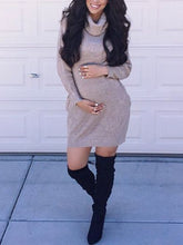 Load image into Gallery viewer, Autumn and Winter High-neck Warmth and Soft Maternity Bag Hip Dress
