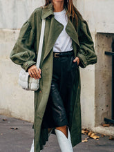 Load image into Gallery viewer, Casual Ladies Long Coat with Lapel Lantern Sleeves
