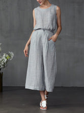 Load image into Gallery viewer, Women's Solid Color Linen Loose Casual Wide Leg Pants Suit
