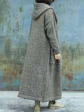 Load image into Gallery viewer, Grey Single-Breasted Hooded Women's Coats
