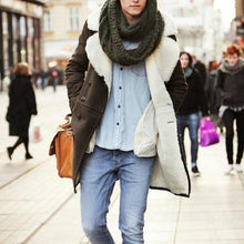 Load image into Gallery viewer, Men's Fashion Lapel Velvet Trench Coat
