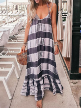 Load image into Gallery viewer, Horizontal Striped Hollow Casual Dress
