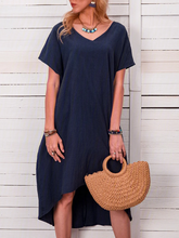 Load image into Gallery viewer, Women's Solid Color Irregular Hem Casual Midi Dress
