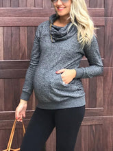 Load image into Gallery viewer, High Neck Zipper Ppocket Sweater Maternity Tops
