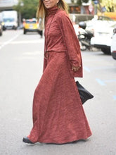 Load image into Gallery viewer, High Neck Top and Long Skirt Knit Suit
